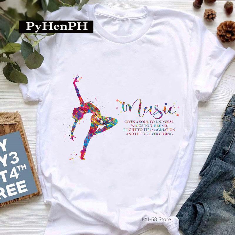 Gymnast Dansare T-shirt Mode Gymnast Konstnärlig Gymnastik Tryckt T-shirt för Kvinnor Föräldra-barn Kläder Oversized T-shirt