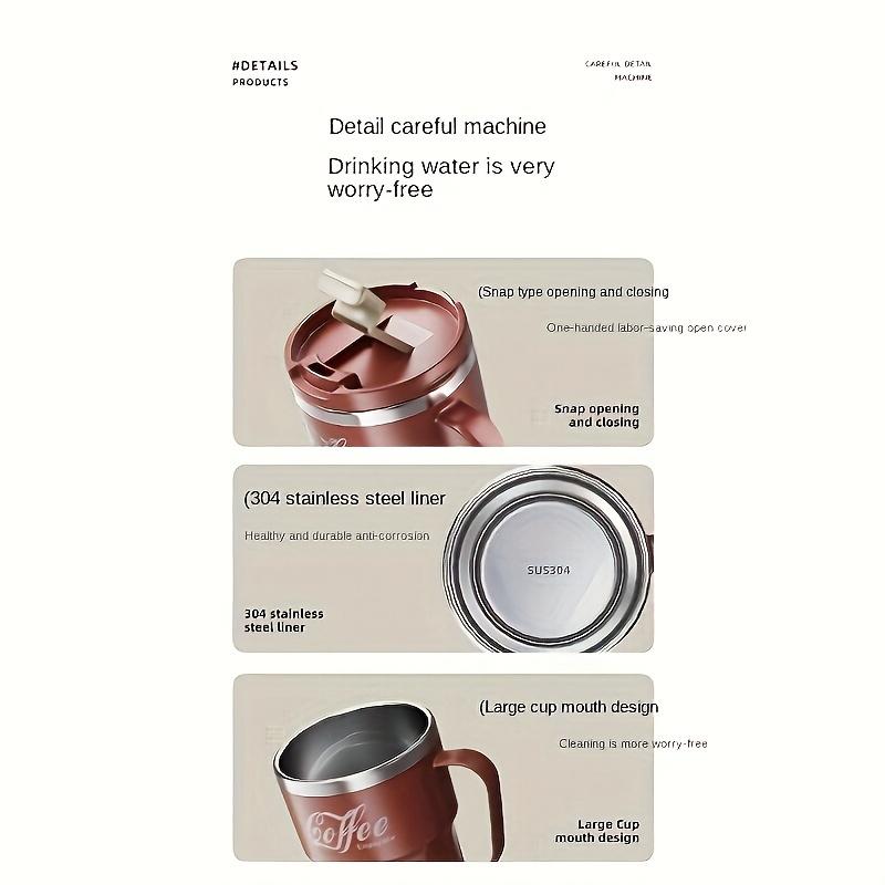 Stylish 304 Stainless Steel Coffee Mug with Lid - Double-Walled, BPA-Free, Spill-Proof Travel Cup for Hot & Cold Beverages