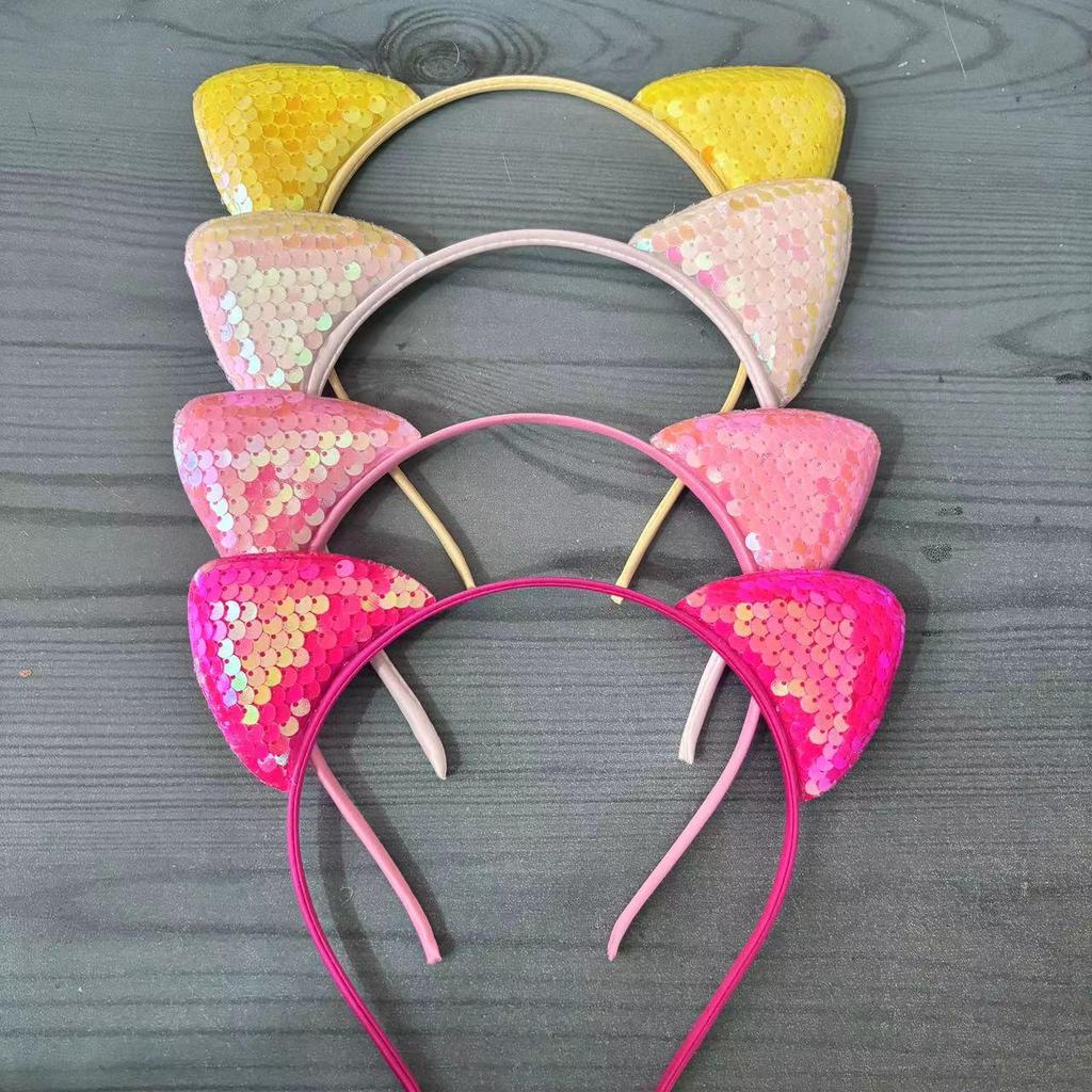 Sequin Cat Ear Headband for Kids - Cute Cartoon Princess DIY Fabric Accessory