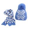 2Pcs/Set Children Hat Scarf Set Plush Ball Decor Thickened Velvet Lining Windproof Kids Winter Hat Scarf Set