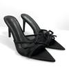 2025 summer breathable open-toed pointed half-drag women's shoes sweet bow sandals European and American temperament mesh high heels