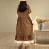 Plus Size Women Casual Loose Long Vintage Floral Summer Dress Short Sleeve Cotton Linen New In Dresses