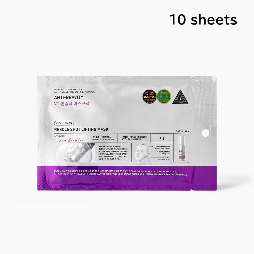 

VT Cosmetics Reedle Shot Lifting Mask Anti-Gravity Firming Sheet Mask 23g x 10 Sheets