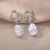 Korean Freshwater Pearl Geometric Round Dangle Earrings