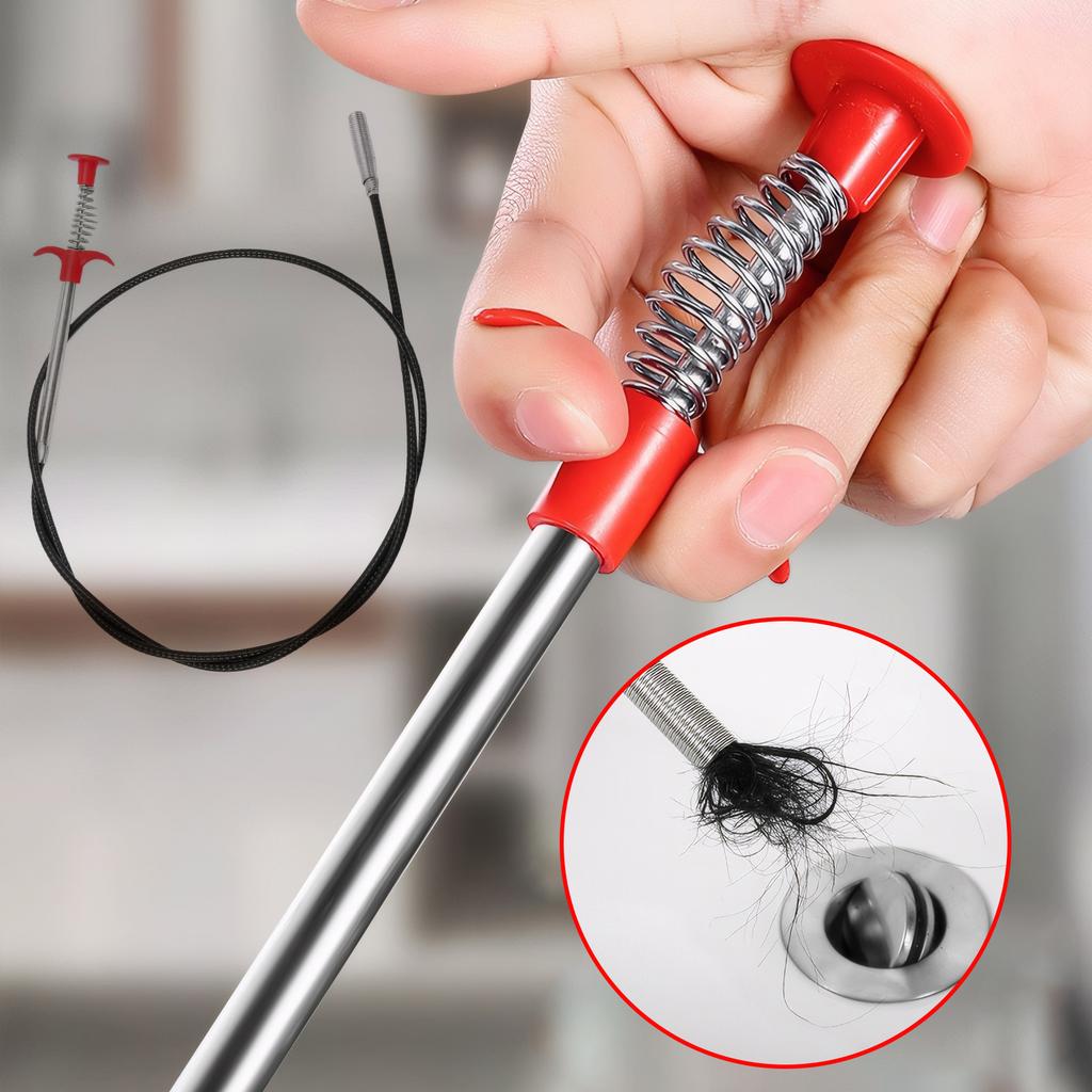 Bendable Drain Auger Multifunction Spring Loaded Grabber Reusable Drain Clog Remover for Kitchen Sink Bathroom Cleaning Tools