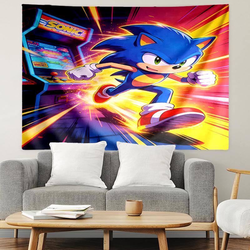 Sonic Print Tapestry, Lightweight Wall Hanging, for Bedroom, Dorm, Living Room, Home Art Decor, Birthday Christmas Gift for Friends