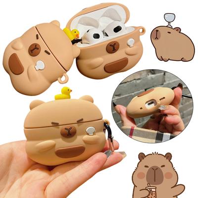 Earphone Case for Airpods 1/2 3 Pro Cartoon Silicone Soft Case Bluetooth Headset Anti-fall Protective Cover with Hook