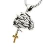 Unique Prayer Hands Skeleton Crucifix Necklace/Pendant Stylish Jewelry for Rock Enthusiasts and Religious Believers