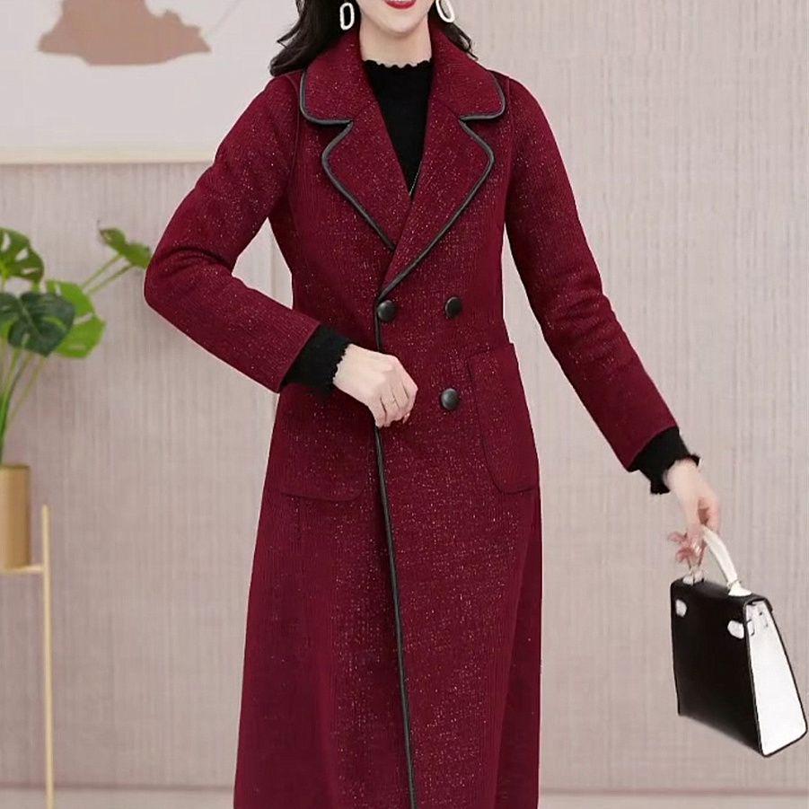 Women's Autumn/Winter 2025 Woolen Coat with Plush Velvet Lining - Slimming and Stylish