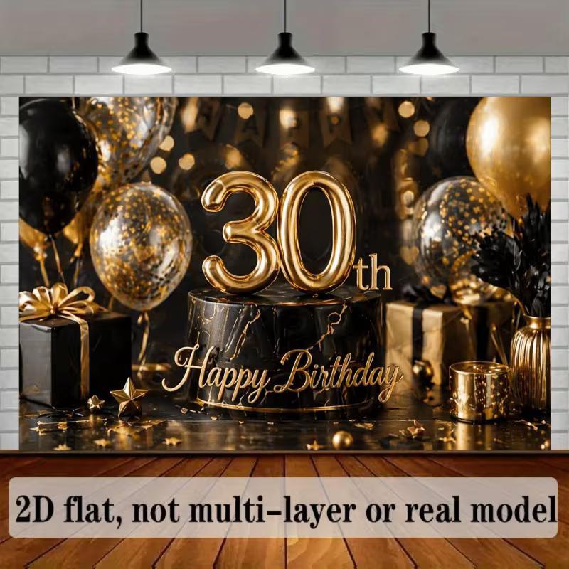 Sfondo fotografico 2D Lusso Nero Oro 30° Compleanno