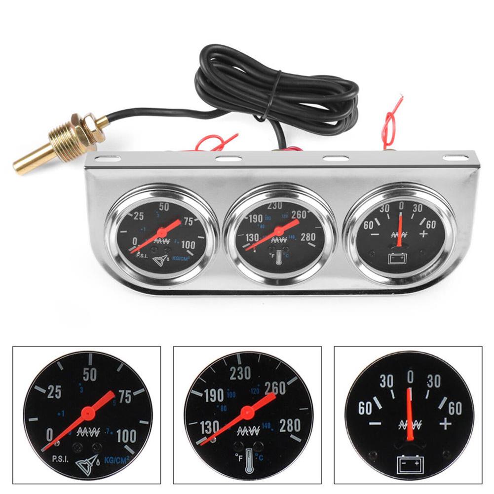 3 In 1 Car Triple Gauge Oil Pressure Water Temperature Current Instrument For Vehicle