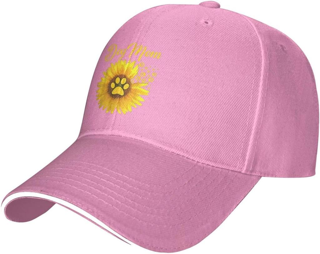 Dog Mom Sunflower Paw Print Baseball Cap Unisex Adjustable Polyester Casual Summer Sun Protection Hat