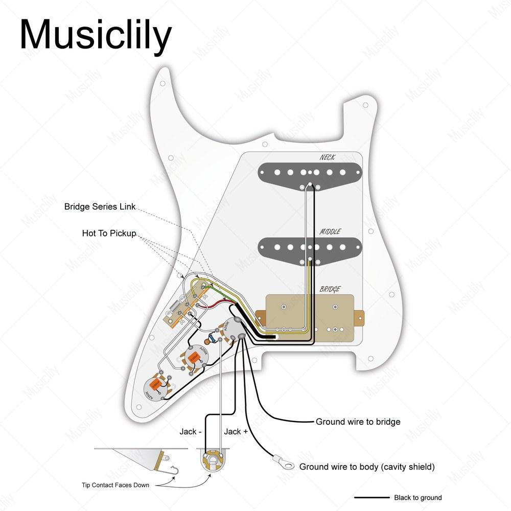 Musiclily Pro SSH Strat Wiring Pre-assembled Pickguard with Artec Alnico 5 Pickups for ST Stratocaster Electric Guitar White Pearl 4P