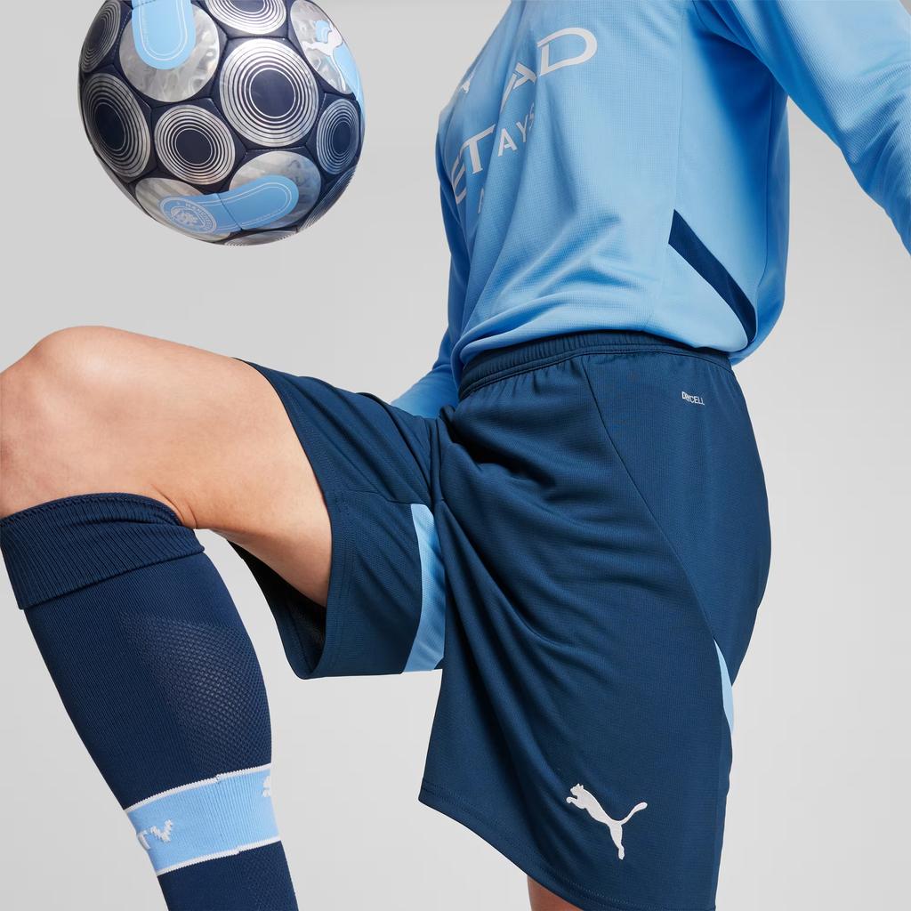 Puma Manchester City 24/25 Shorts With Logo Pattern And Color Block Design Men Shorts Ocean-Blue 775114-54