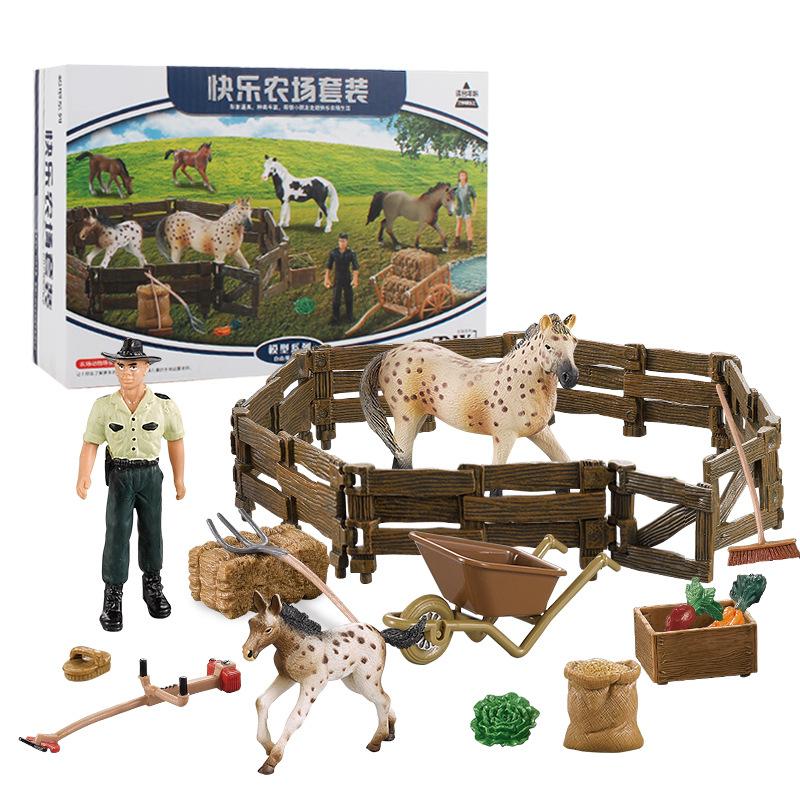 Happy Horse Farm Diy Creative Suit Model Fence Stable Worker Solid Static Sand Table Figure Ornament Toy