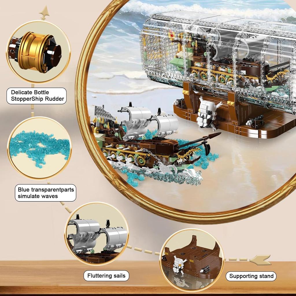 MOULD KING 10067 Ship In A Bottle Building Block The The Flying Dutchman Pirate Ship Model Sailboat Toys Kids Christmas Gifts