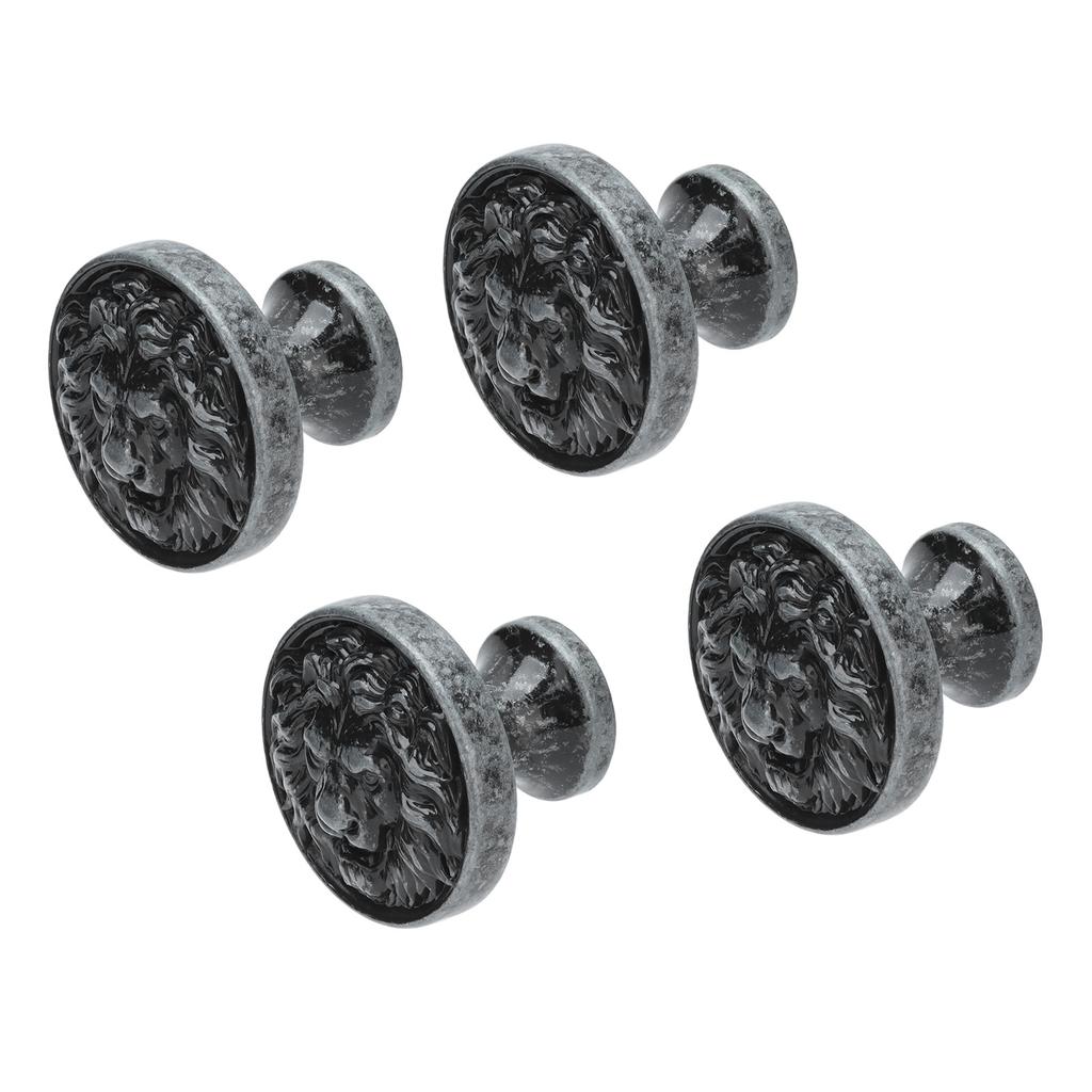 4Set Lion Head Zinc Alloy Cabinet Door Handle Modern Antique Cartoon Solid Drawer Pull Circular