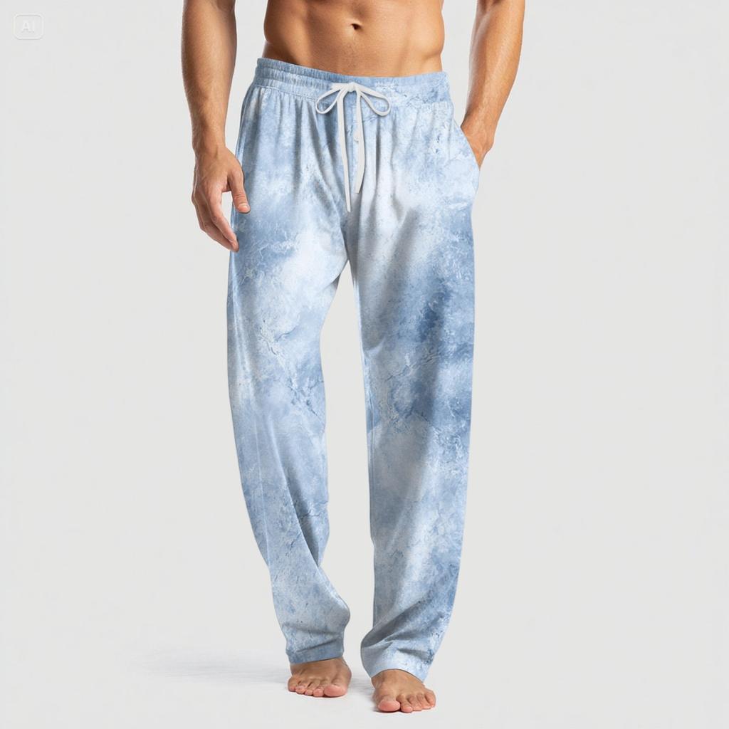 Pantalon décontracté pour homme en tricot avec poche et imprimé tendance, pantalon de pyjama