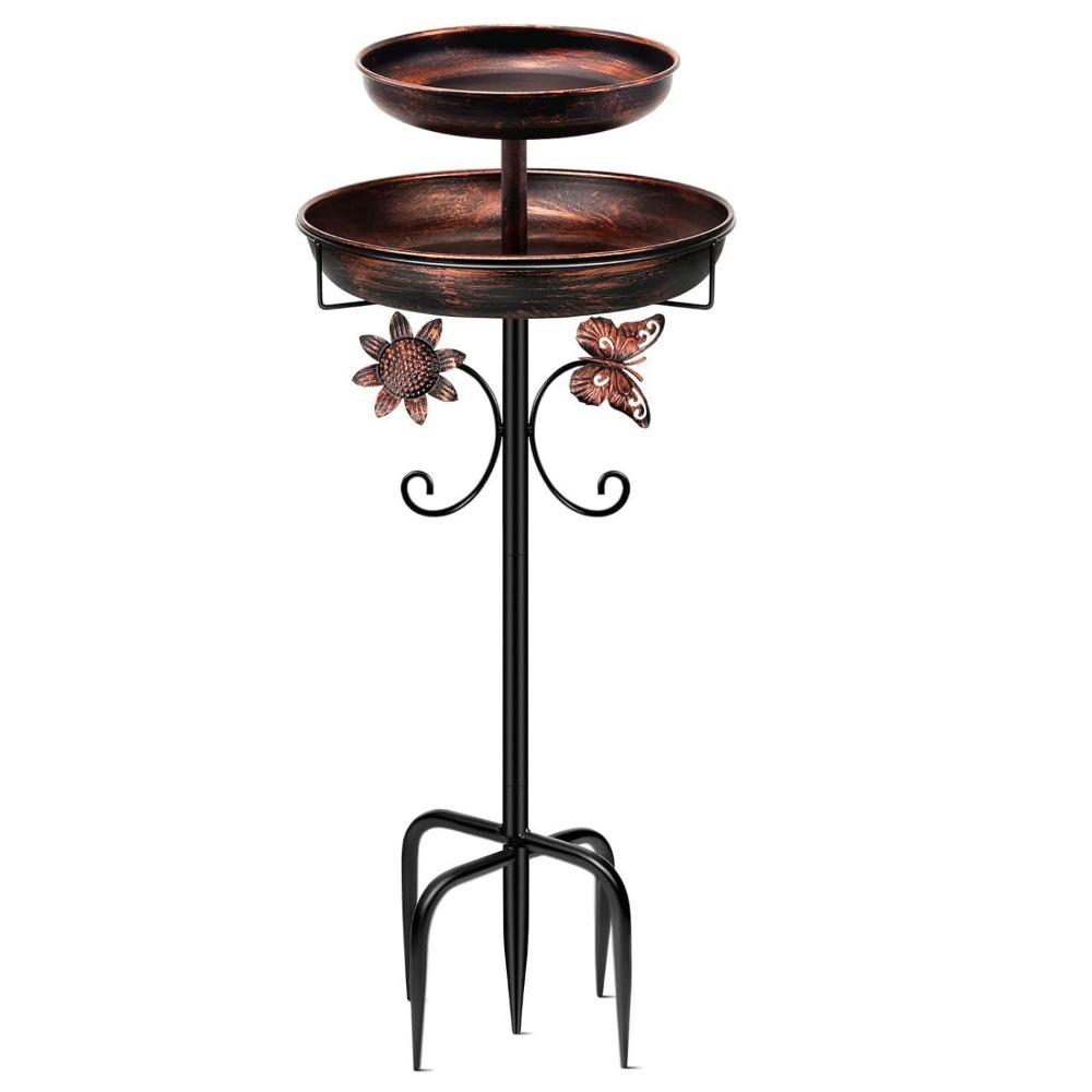 Dual-Layer Design Bird Bath Feeder Set Metal Outdoor Bird Bath New Metal Bird Bath For Garden