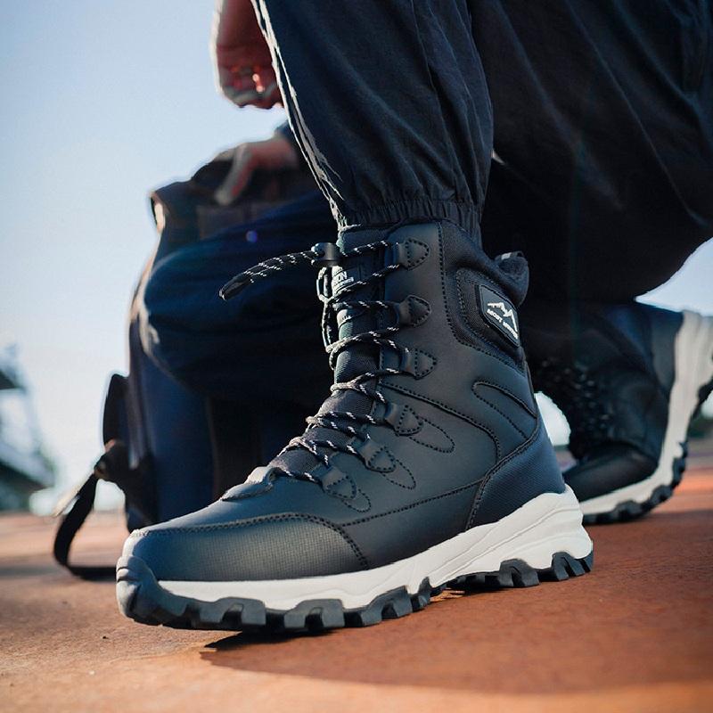 Schneestiefel für Männer und Frauen sind wasserdicht, rutschfest, dick, warm und kältebeständig, mit drehbaren Knöpfen