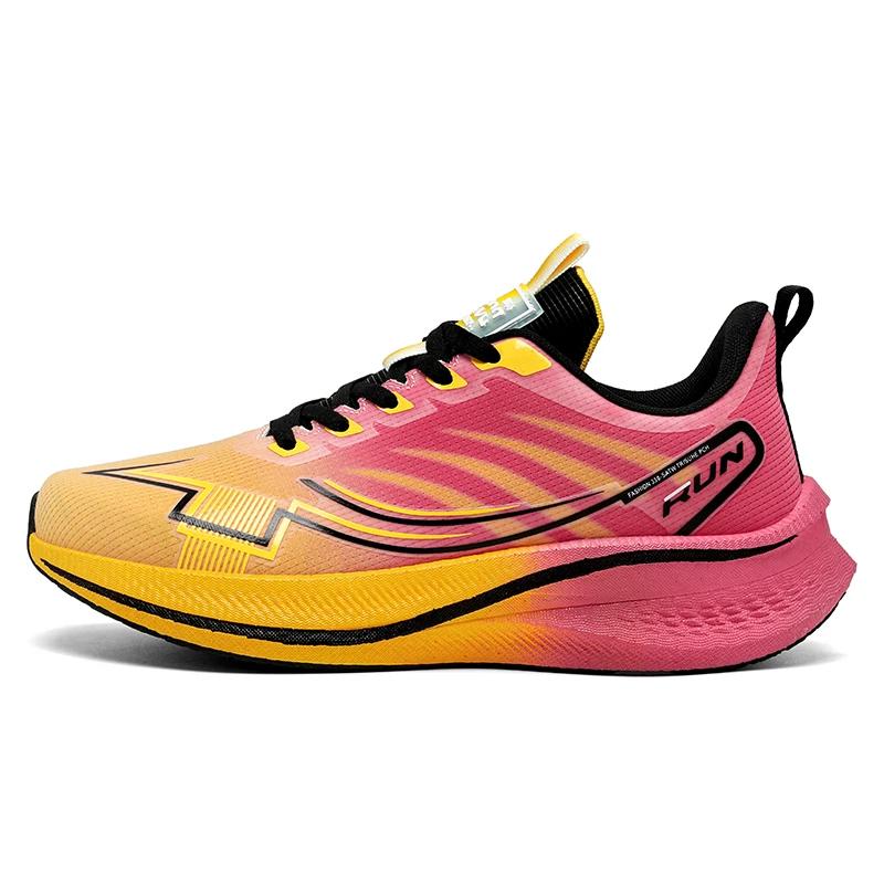 Men's Cushioning Running Shoes with Carbon Plate Marathon Women Lightweight Spring Sneakers Shock Absorption for Jogging Workout