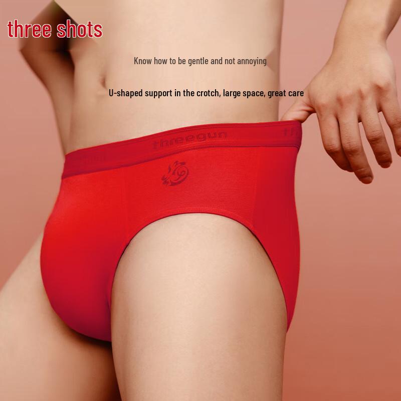 Sanquan Men's 3-Pack High-Count Modal Red Briefs Gift Set