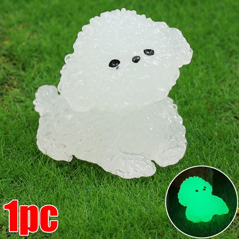 Luminous Cute Puppy Bichon Frise Small Ornaments Car Center Console Lighting Decoration Universal Cars Interior Accessories
