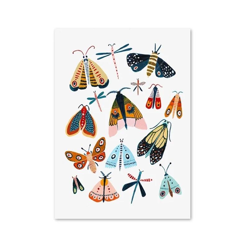 Butterfly Ladybug Caterpillar Spring Moth Posters And Prints Modern Plant Canvas Paintings Wall Art For Living Room Home Decor