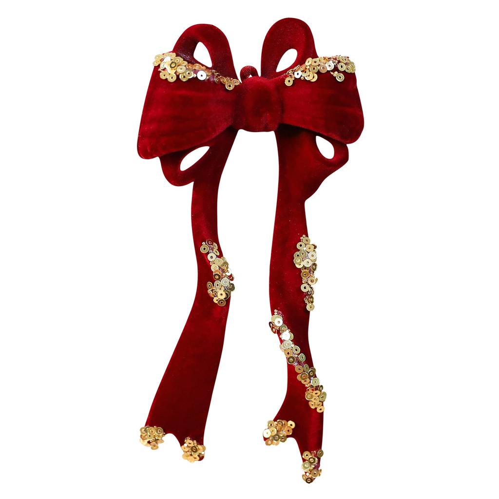 Christmas Decoration Burgundy Flocking Wreath Bow Elk Pendant Christmas Tree Decoration Pendant Christmas Decoration