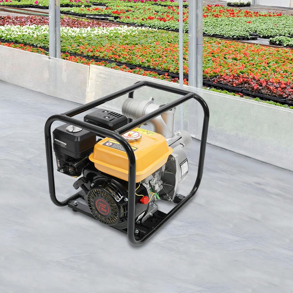 3600rpm Powerful Agricultural Irrigation Water Pump 7.5 HP, 4-stroke 1Gal Gasoline Powered Water Transfer Pump with OHV Silencer