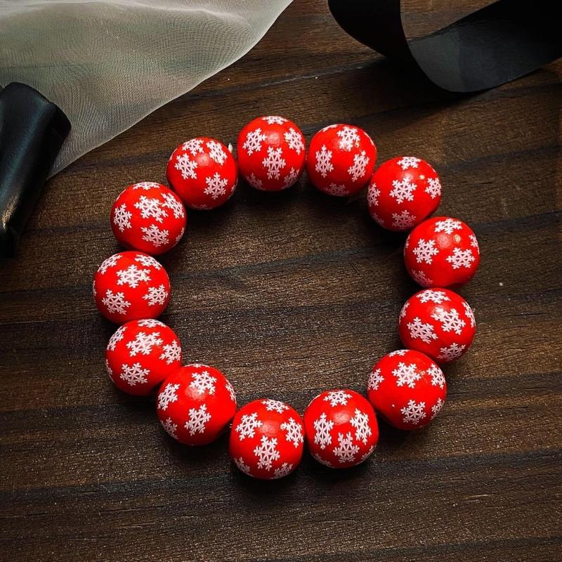 Trendy Halloween Charm Bangle Wood Beaded Bracelet Unique Skeleton Eye Blood Drops Pumpkin Design Hand Chain for Women