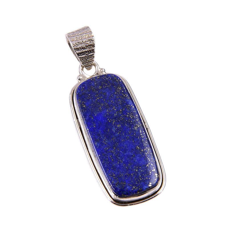 Natürlicher Lapislazuli Edelstein 925 Massiv Sterlingsilber Geschenk Anhänger 1,75" y6i80