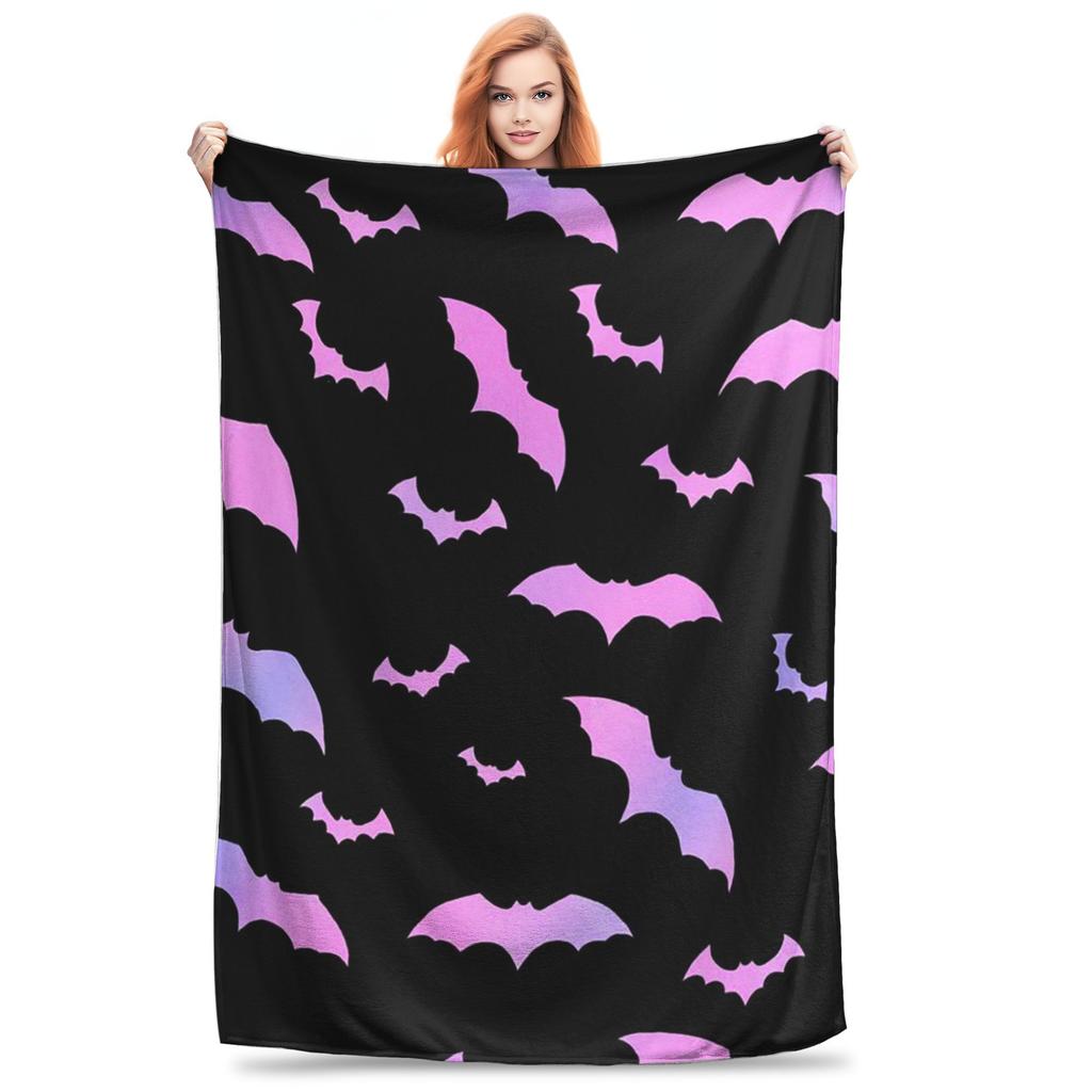 Flannel Throw Blanket Halloween Bat Stars Cartoon Warm Plush Blankets Soft Bedding for Bed Living room Home Travel Sofa