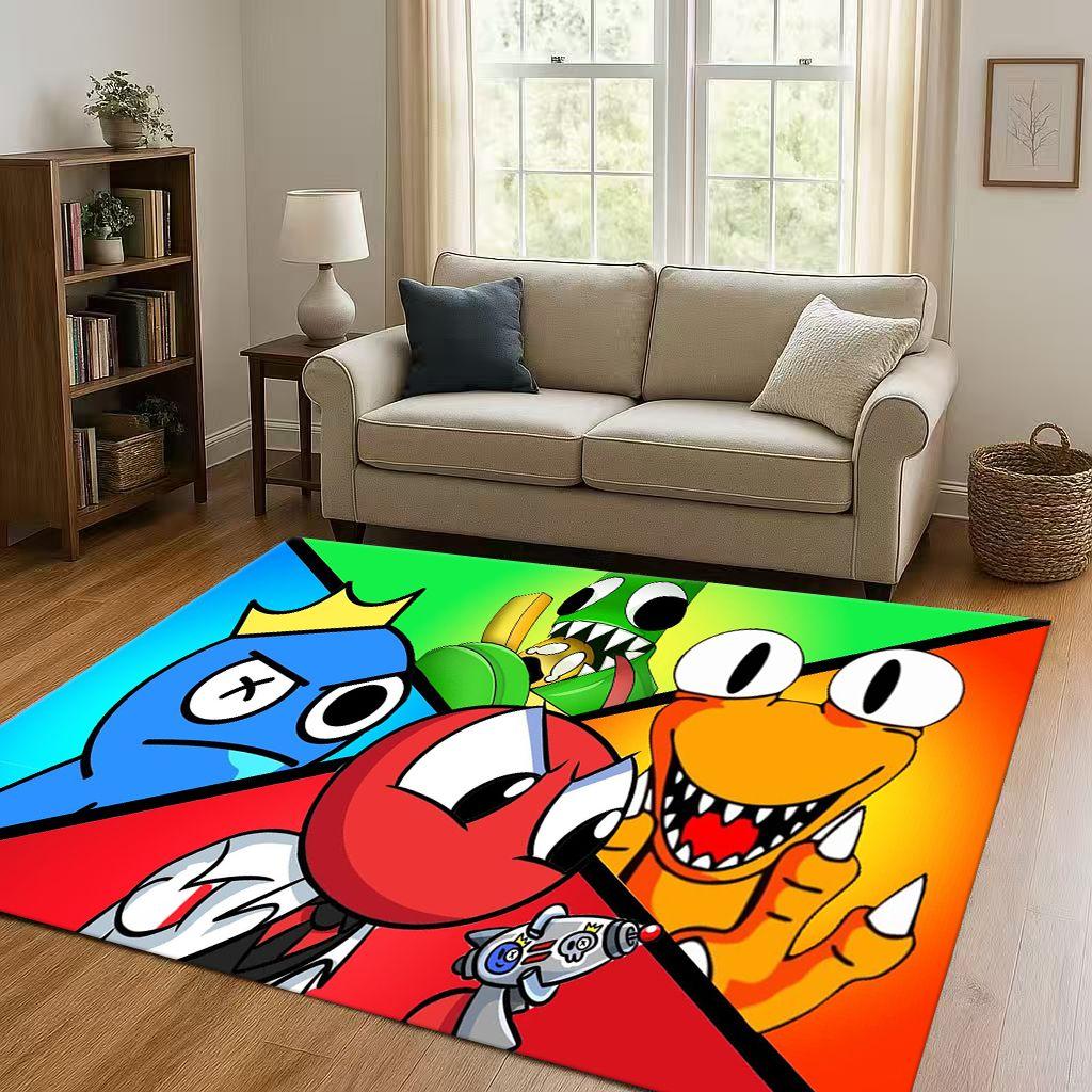 3D R Rainbow Friends Game Cartoon Living Room Non Slip Area Rug Carpet for Bedroom Playroom Sofa,Easy Clean Home Decor Doormat