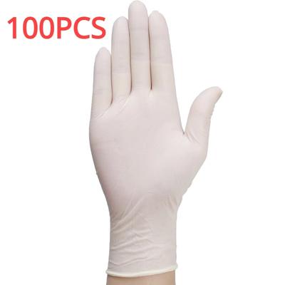 100 יחידות/1 חבילה כפפות ניטריל לבנות חד פעמיות, אינן מכילות לטקס, עמידות למים ועמידות, מתאימות למטבח ולמזון