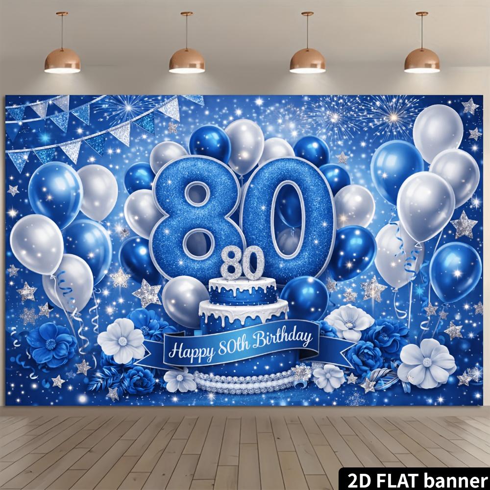 Diseño plano 2D un fondo de banner de 1 pieza para una fiesta de 80 cumpleaños adecuado para reuniones familiares y fiestas al aire libre
