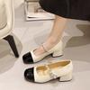 Modische Mary Jane Schuhe für Damen 2025 Elegant Mittelhoch Absatz Damen Einzelschuhe Weiche und Bequeme Ballerinas Zapatos De Mujer