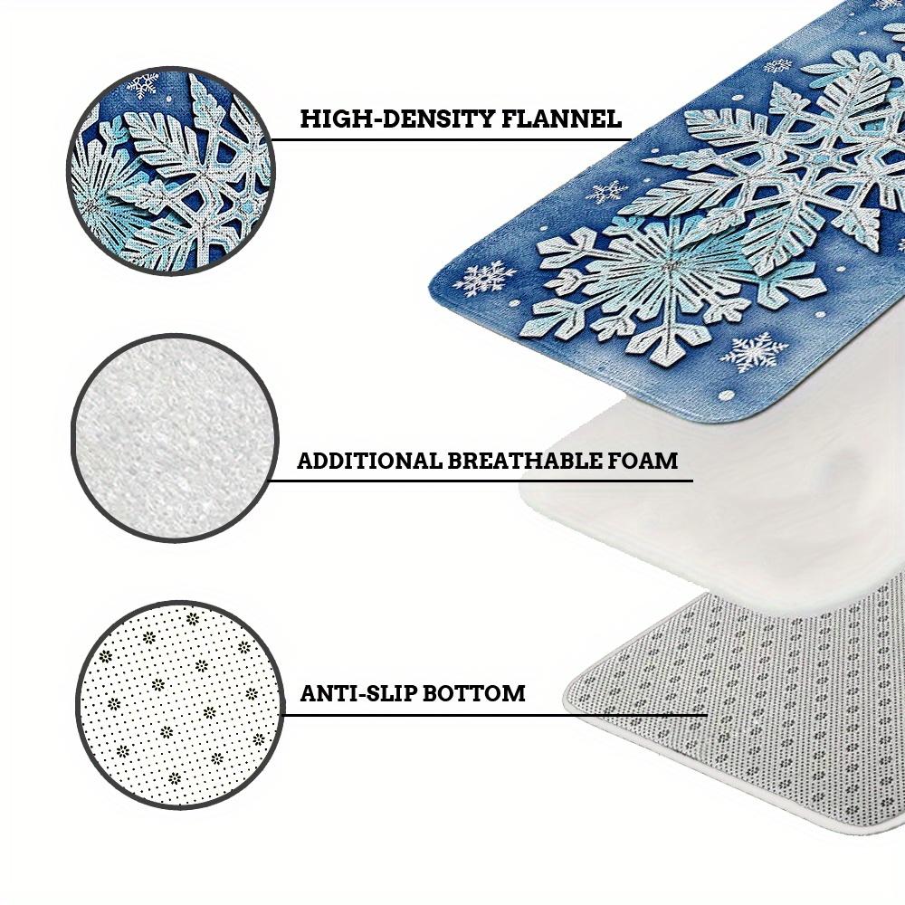 1Pcs Anti Fatigue Kitchen Rugs, Snowflake Print Waterproof Non-Slip Thick Cushioned Kitchen Mat Heavy Duty Comfort Standing Mat for Kitchen