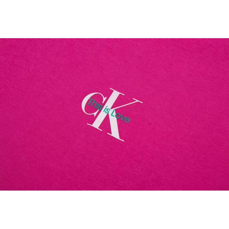 Calvin Klein Rainbow Series Letter Print Slim Fit Short Sleeve T-Shirt Men Tops Rose-Purple J323715-VCS