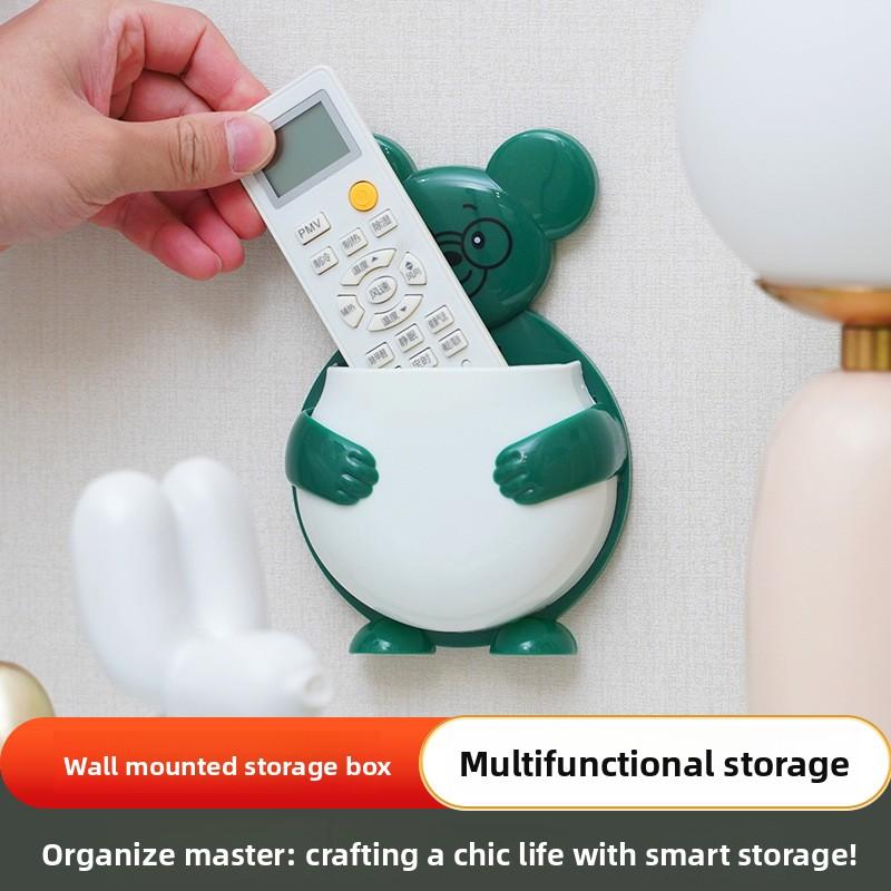 Wall-mounted Bear Storage Box, Bathroom Toothbrush and Toothpaste Draining Rack, Kitchen Storage, Chopstick Basket, Living Room Storage