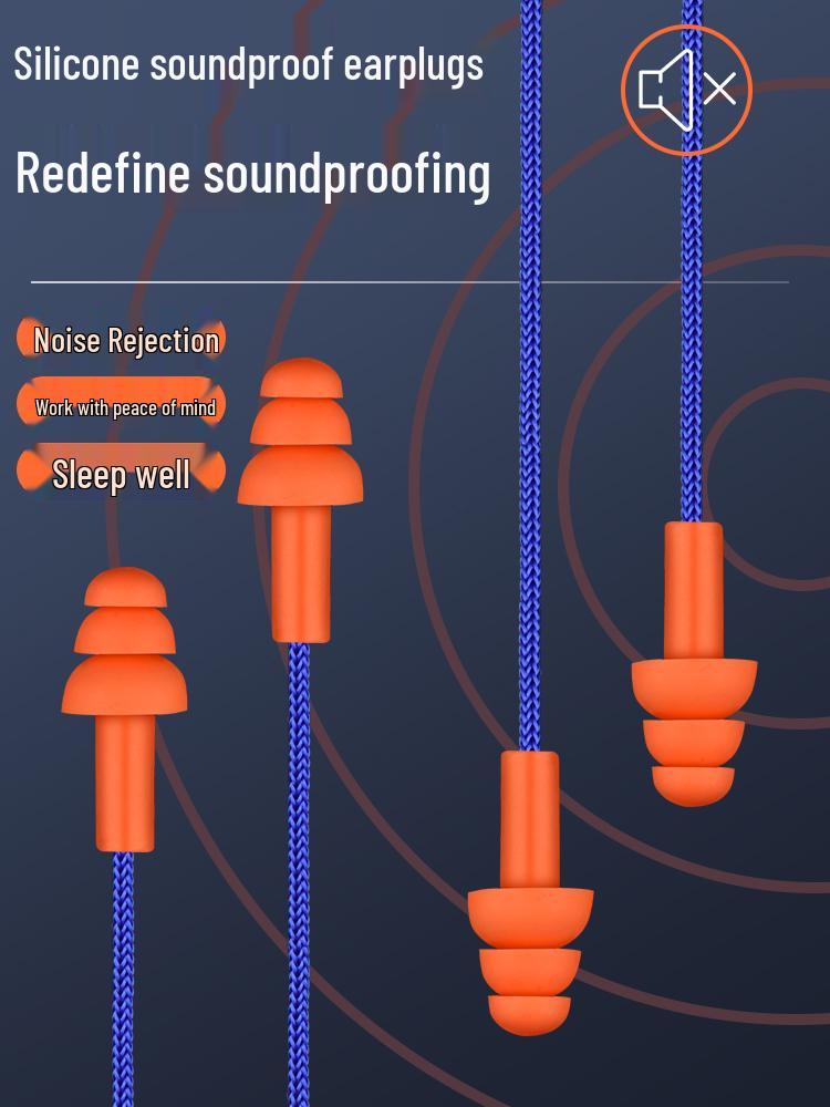 Silicone Noise-Canceling Earplugs for Industrial, Mechanical Workshops, Studying, and Sleep