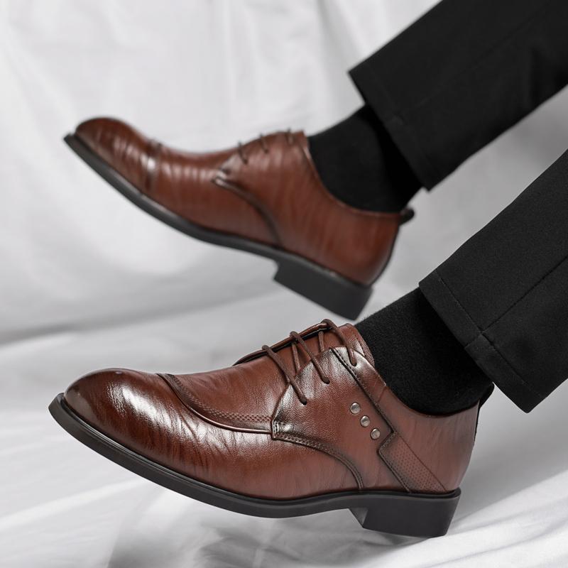 Fashion Brown Pointed Men's Leather Shoes Classic Gentleman Style Daily Leisure Business Party Office Wedding Dress Hot Selling Shoes