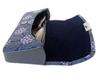 Large Hard Eyeglass Inden Navy Blue Deerskin with Gray Purple Chintz Hydrangea Pattern [Inden-ya] Case, 8007, Misono, Lacquer, Design,