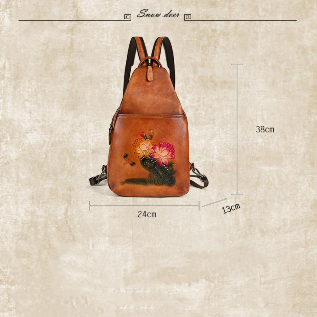 Backpack Creative lotus bag retro large capacity handmade backpack