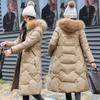 Womens Winter Jacket Warm Overcoat Slim Fur-Hooded Zipper Thicker Coat Outwear