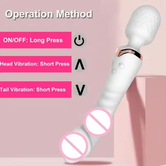 Dual Massager Wand Clit Vibrator Vaginal Massager G-Spot Stimulator Sex Toys for Women