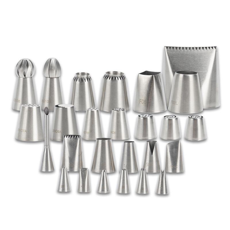 304 Stainless Steel One-Piece Molded Baking Tips for Large, Medium & Small Cakes Cookies and Cream Puffs