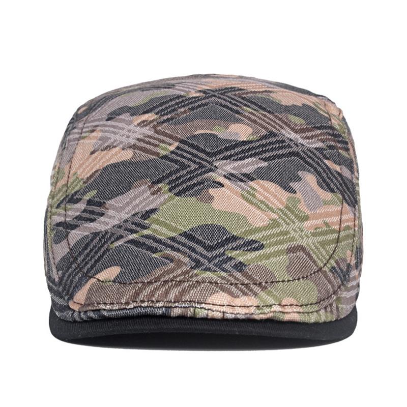 Men Women Scrawl Camouflage Duckbill Beret Cap Hollow Breathable Cotton Adjustable Cabbie Newsboy Driving Hunting Flat Hat