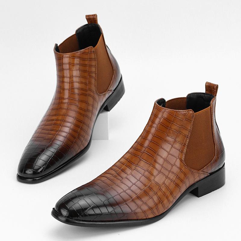 Men's Chelsea Boots Small Square Head Men's Shoes Versatile Fashion Men's Short Boots