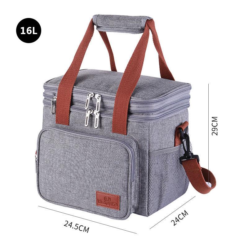 

Двухслойные термосумки через плечо, переносной холодильник для пикника на открытом воздухе, термосумка, ланч-бокс, изоляционные сумки для хранения льда 16L Gray